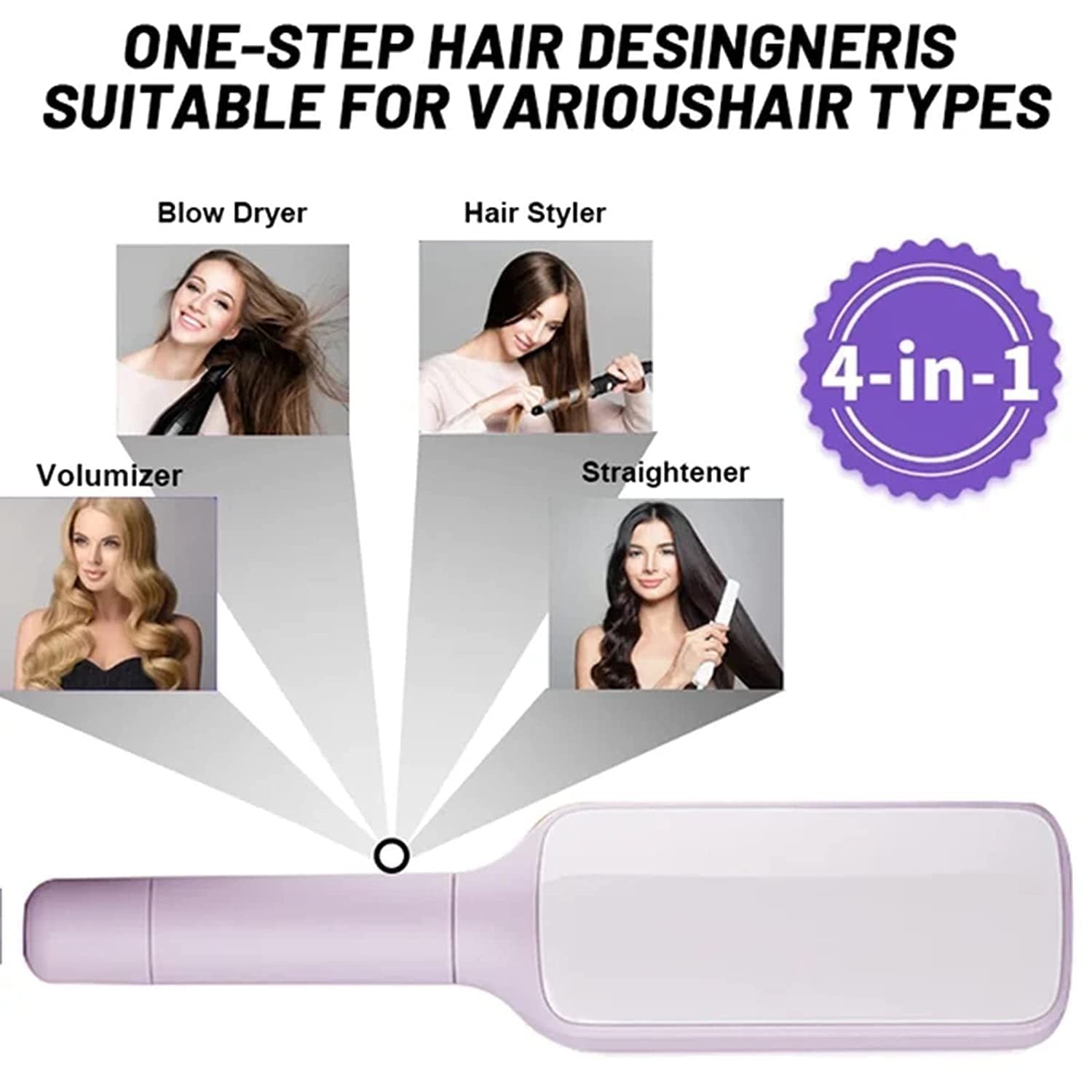 Self-Cleaning Anti-Static 4 in 1 Hairbrush