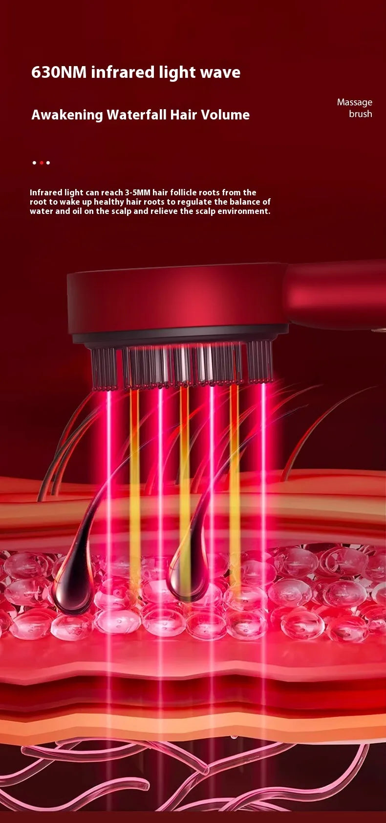 Red Light Therapy Brush Scalp Massager Comb Hair Growth Anti Hair Loss