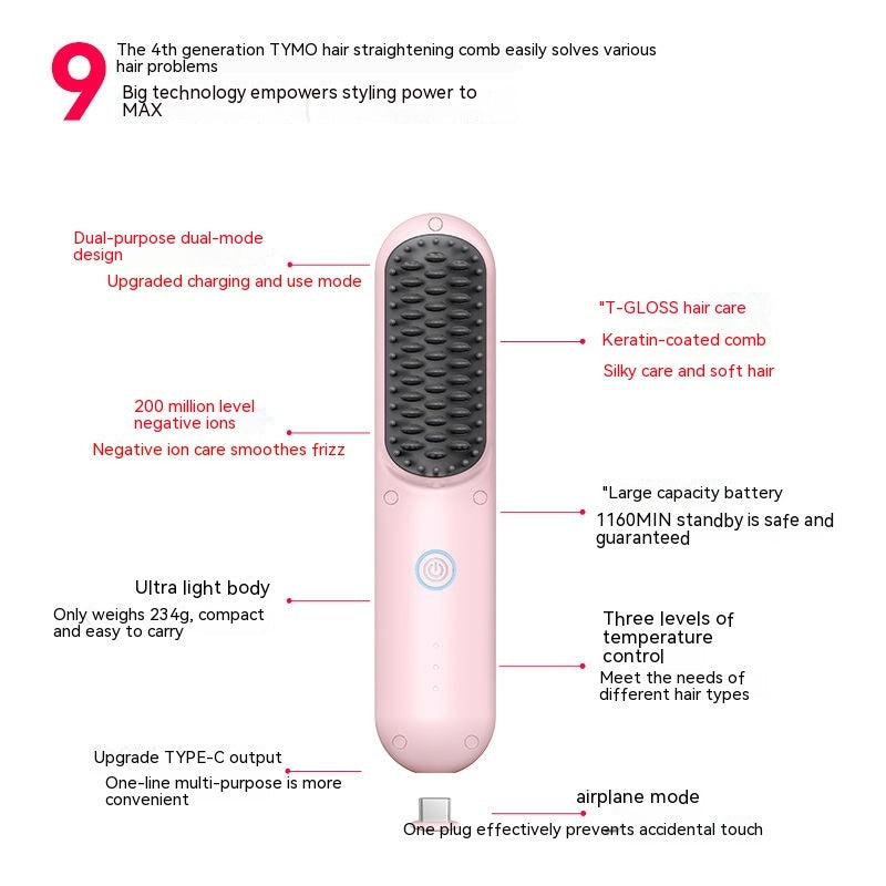 HeyHair Cordless Portable Hair Straightener Pro